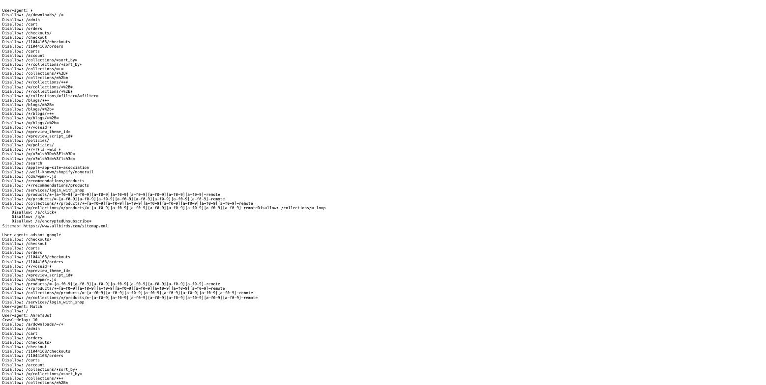 Full real-world Shopify robots.txt file