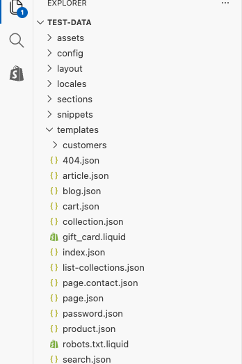 Shopify theme code editor file explorer showing a newly created robots.txt.liquid template under Templates